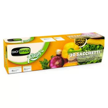 GIOSTYLE Hermetické vrecká na potraviny 30 ks (15 ks 28,5x41 cm + 15 ks 27x34 cm)