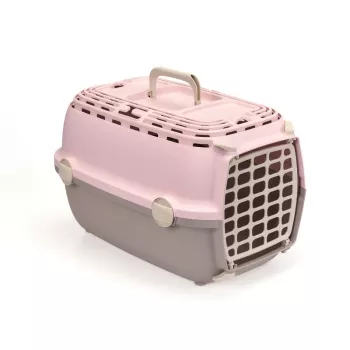 STEFANPLAST Prepravný box Horizon 1 s plastovými dvierkami 48x32x30 cm ružový/sivý