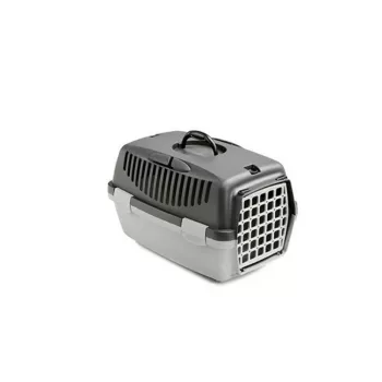 STEFANPLAST prepravný box Gulliver 1 s plastovými dvierkami 48x32x31cm tmavosivý/svetlosivý