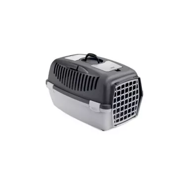 STEFANPLAST prepravný box Gulliver 2 s plastovými dvierkami 55x36x35cm tmavosivá/svetlosivá