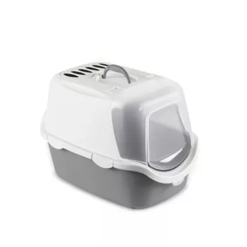 STEFANPLAST Cathy Easy Clean WC pre mačky s krytom 56x40x40cm biela/sivá
