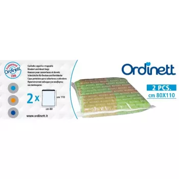 ORDINETT plastový vak na deky 2 ks 80x110cm vákuový úložný vak s dvojitým zipsom a univerzálnym ventilom