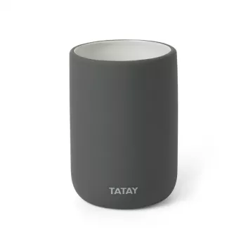 TATAY Tube držiak na zubné kefky, keramika, antracitovo sivá, kapacita 4 zubné kefky