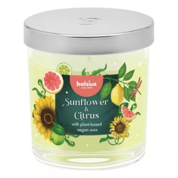 BOLSIUS Floral Fusion vonná sviečka v skle, slnečnica & citrus, Ø80x72mm
