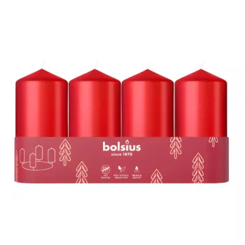 BOLSIUS sviečka valec 4 ks Ø100x48 mm červená