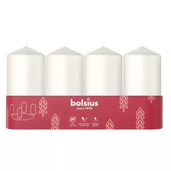 BOLSIUS sviečka valec 4 ks Ø100x48mm biela