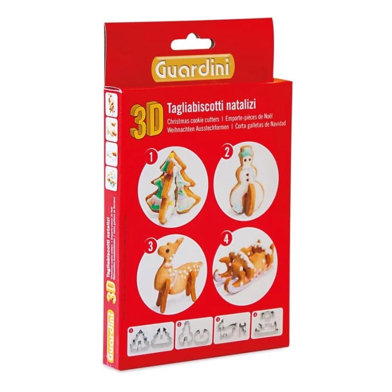 GUARDINI 3D sada foriem na perníky so 4 formami v krabici 21 x 12,5 x 2 cm