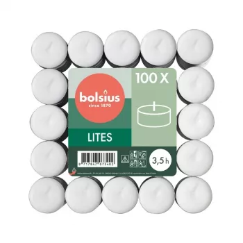 BOLSIUS Čajové sviečky 100 kusov biela