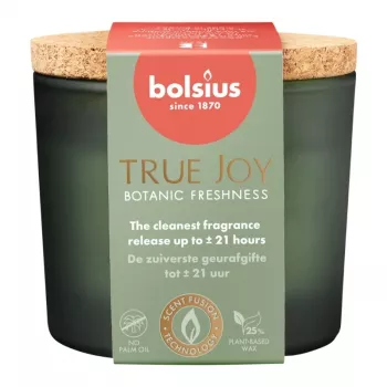 BOLSIUS True Joy Vonná sviečka v skle s korkovým viečkom, Botanic Freshness, Ø66 x 83 mm