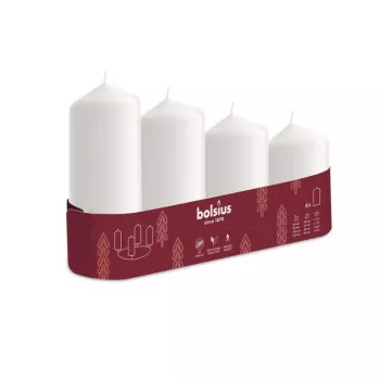 BOLSIUS Sviečka valec 4 ks Ø120, 100, 80, 60x48mm biela