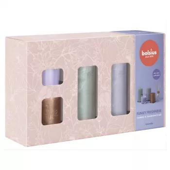 BOLSIUS Funky Freshness Lavender darčeková sada - 5-dielna kúpeľňová a telová kolekcia