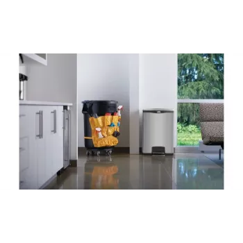 Rubbermaid Slim Jim 90L nerezový odpadkový kôš s pedálom, strieborná/čierna, predný pedál 1901999