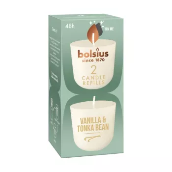 BOLSIUS Clean Light náhradné sviečky 2 ks Vanilla & Tonka Bean
