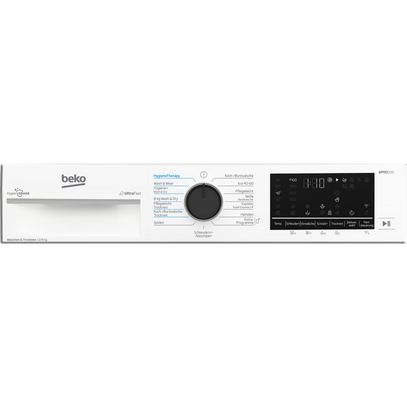 Beko B3DFT512447W práčka so sušičkou 12 kg / 8 kg, 1400 ot/min, energetická trieda D, biela