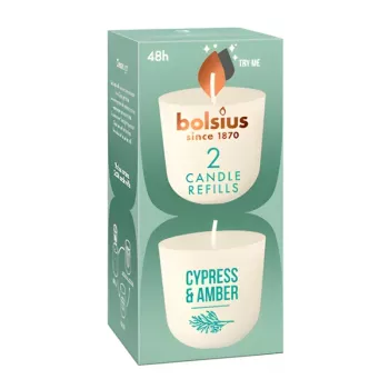 Bolsius CleanLight náhradné sviečky 2 ks Cypress & Amber