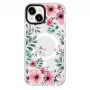 Evelatus iPhone 15 Plus priehľadné MagSafe puzdro s kvetinovým vzorom