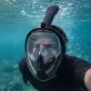 LEAN TOYS celotvárová šnorchľová potápačská maska s anti-fog systémom čierna L/XL