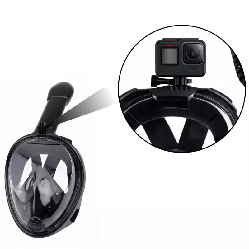 LEAN TOYS celotvárová šnorchľová potápačská maska s anti-fog systémom čierna L/XL