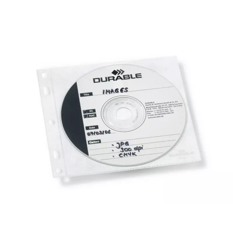 DURABLE 1 ks CD/DVD obaly Cover FILE zakladateľné transparentné, 10 ks