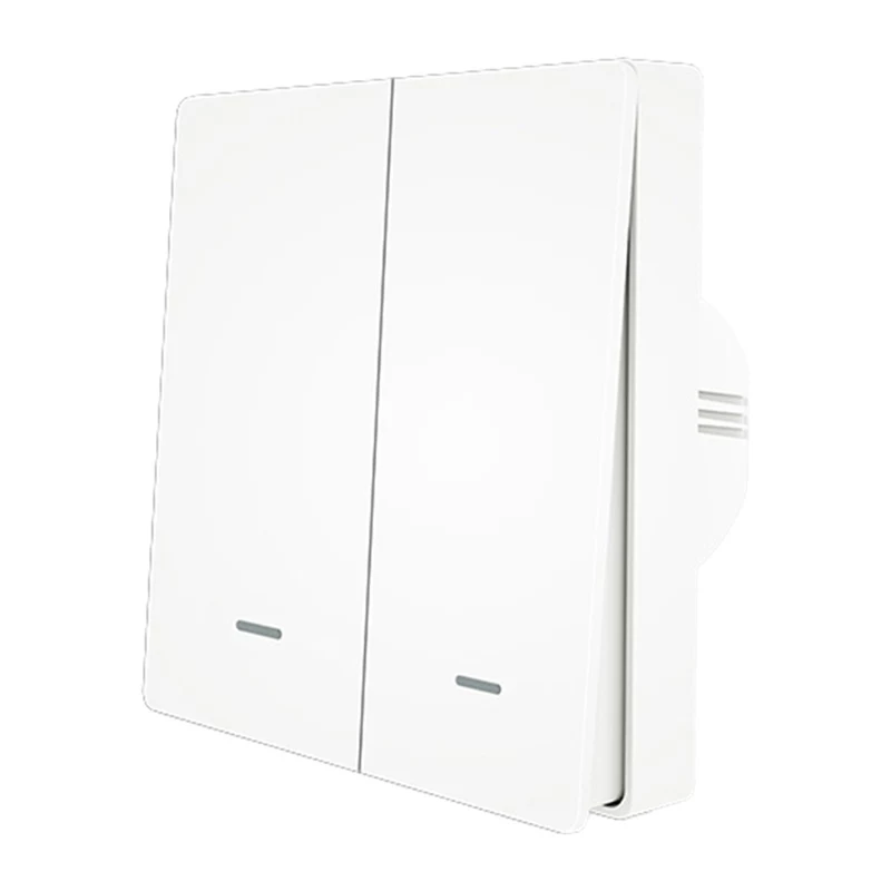 MOES ZS-B-EU2 ZigBee 2-kanálový svetelný vypínač, bez neutrálneho vodiča, biely