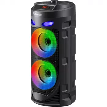 Defender CRASHBOOM 16W prenosný Bluetooth reproduktor s karaoke, FM, LED, TWS, mikrofónom a diaľkovým ovládačom – čierny