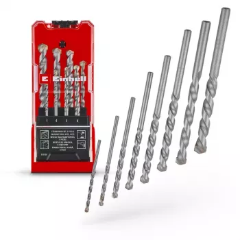 Einhell 38080 sada vrtákov do kameňa, 8-dielna, 3-10 mm, hrot z karbidu volfrámu, uhlíková oceľ