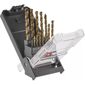 Einhell 249013 sada HSS-Co kovových špirálových vrtákov, 13-dielna, 1,5-6,5 mm, kobaltová zliatina, DIN 338, hrotový brús