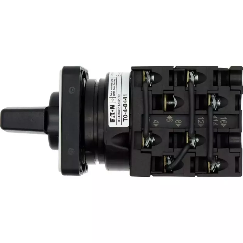 Eaton T0-4-8441/E 3-pólový ZAP-VYP vačkový spínač, 20A, 690V, IP65, čierny/biely 043595