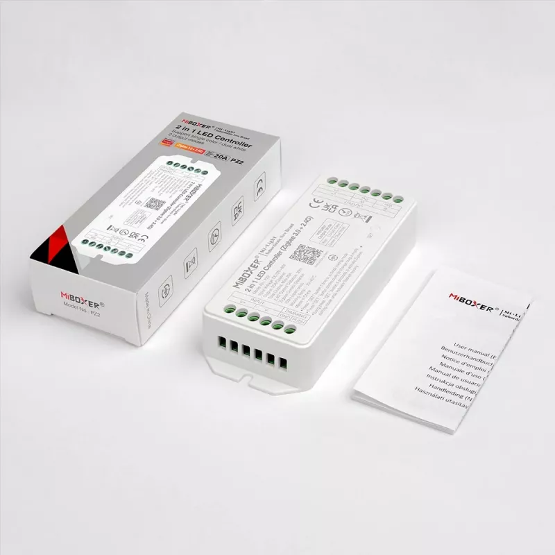 Miboxer PZ2 Zigbee 3.0+ 2.4G LED ovládač, 2-in-1 CCT/stmievač, DC 12-48V, 20A