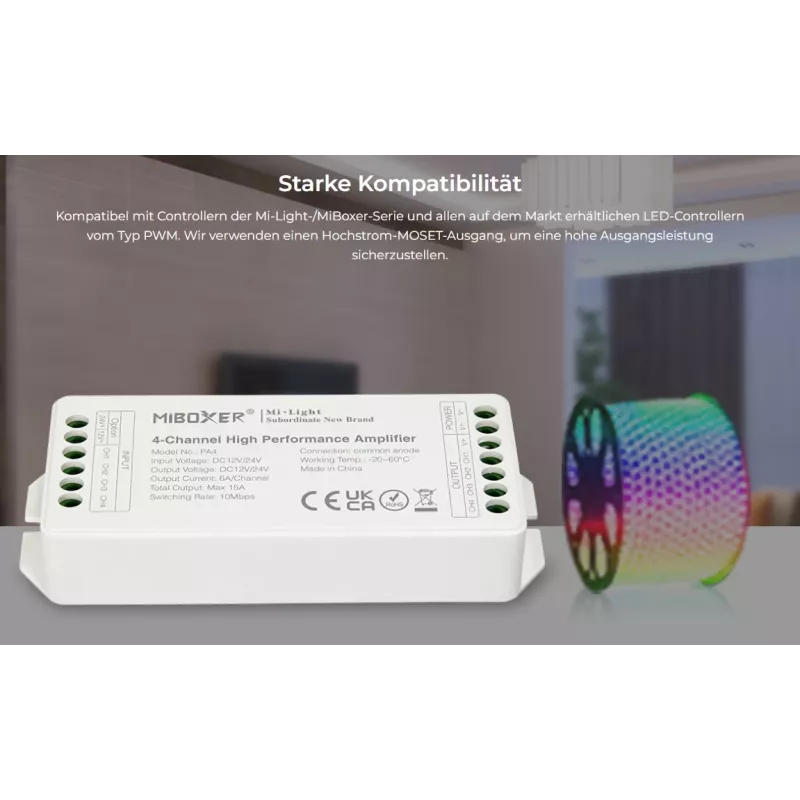 Synergy 21 LED ovládač AMP séria 4-kanálový zosilňovač pre MiLight/MiBoxer (PA4)