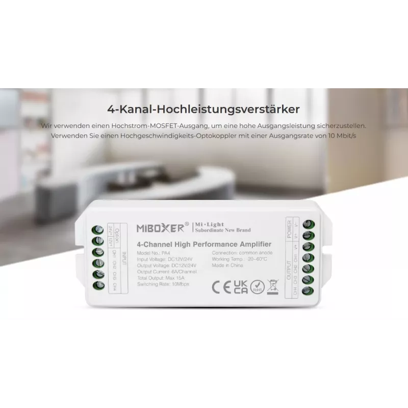 Synergy 21 LED ovládač AMP séria 4-kanálový zosilňovač pre MiLight/MiBoxer (PA4)