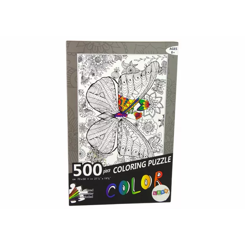 LEAN TOYS Puzzle na vyfarbovanie 500 dielov motýľ