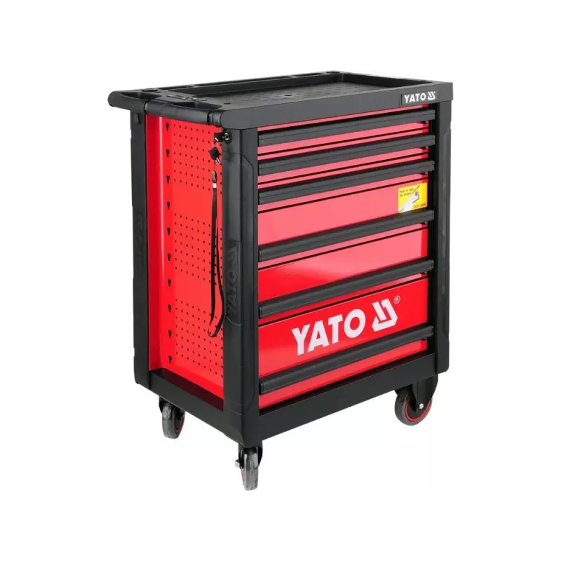 Yato YT-5530 7-zásuvný dielenský vozík oceľový čierna/červená
