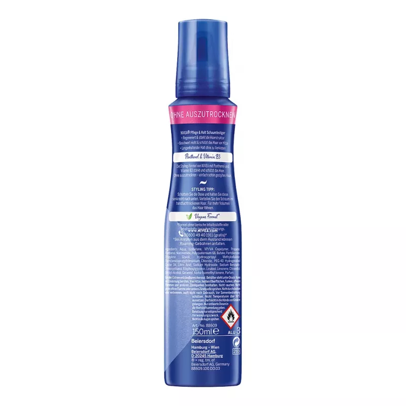 NIVEA Care & Hold stylingová pena 150 ml – silná fixácia, objem a starostlivosť