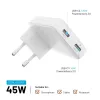 Fixed Slim 2xUSB-C cestovná nabíjačka 65W GaN PD biela