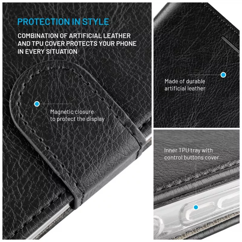 FIXED Opus Book Case pre Xiaomi Redmi 15 4G/5G – umelá koža, čierna
