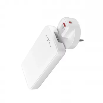 Fixed Slim Traveller 2xUSB-C cestovná nabíjačka so svetovými adaptérmi, GaN, 45W – biela