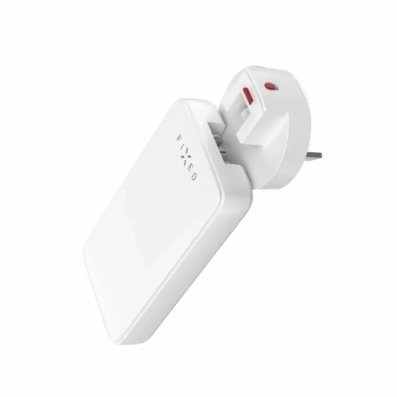 Fixed Slim Traveller 2xUSB-C cestovná nabíjačka so svetovými adaptérmi, GaN, 45W – biela