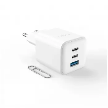 Fixed Mini 2x USB-C a USB GaN nabíjačka 65W biela