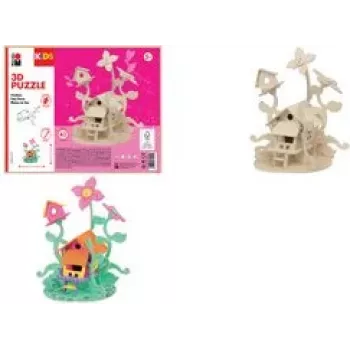 Marabu KiDS 3D puzzle dom víly, 43-dielna drevená stavebnica, vyrezaná preglejka, montáž skladaním - 1 ks 0317000000010