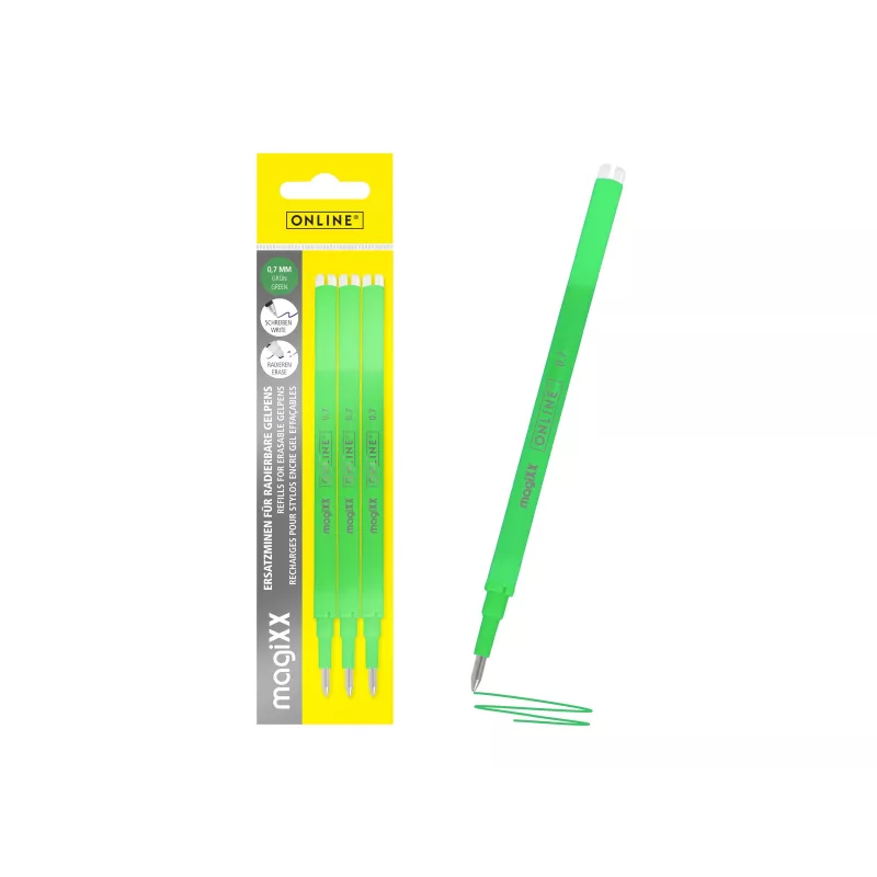 ONLINE magiXX Náplň do gélového pera zelená 0,7 mm 3 kusy (40165/3)