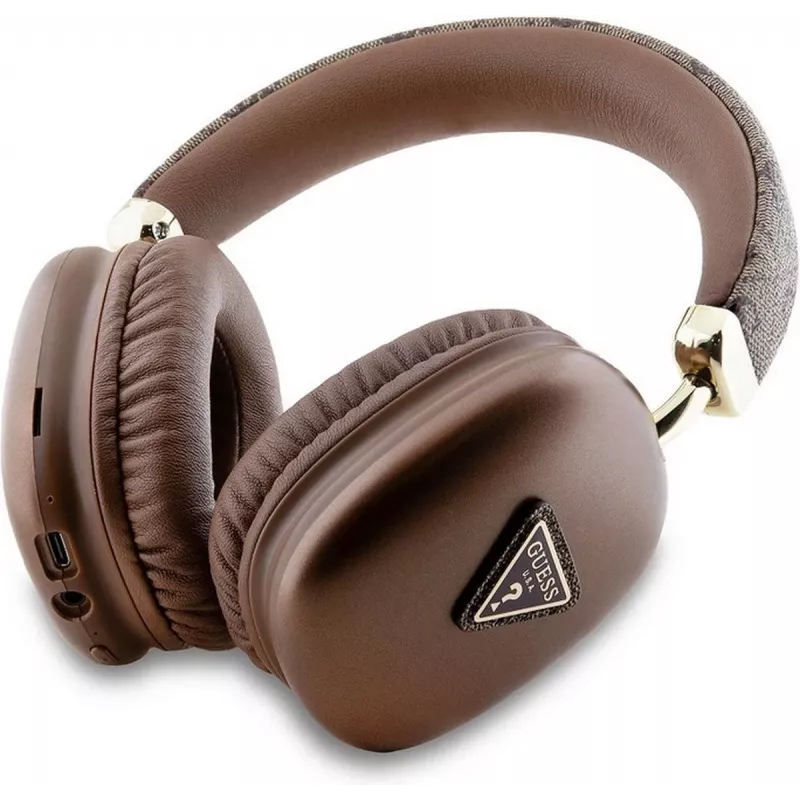 GUESS Bluetooth 5.3 Over-Ear slúchadlá s 4G Triangle logom, hnedé