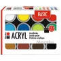 Marabu BASIC Sada akrylových farieb, 12 x 18 ml, vysoká pigmentácia, veľmi vysoká svetlostálosť 1210000000214