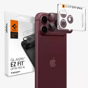 Spigen Optik Pro XL GLAS.TR EZ Fit ochrana objektívu fotoaparátu pre iPhone 18 Pro – Dark Cherry