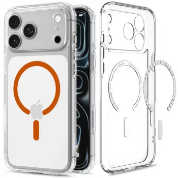Spigen Ultra Hybrid MagSafe puzdro pre iPhone 17 Pro / 18 Pro - transparentná/oranžová