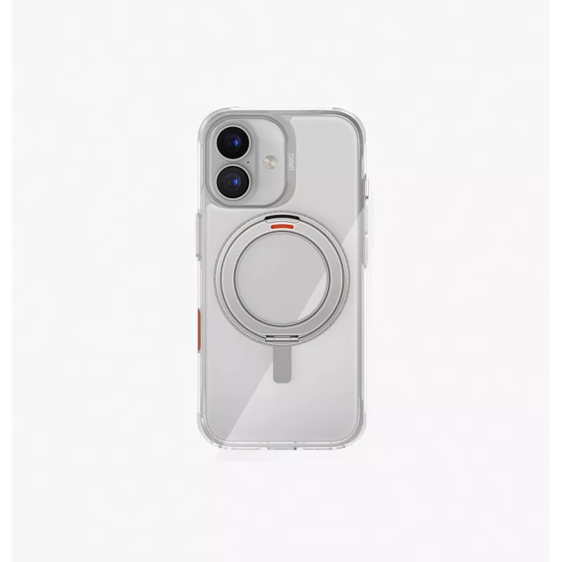 UNIQ Swivix puzdro pre iPhone 17 s 360° otočným stojanom, transparentná