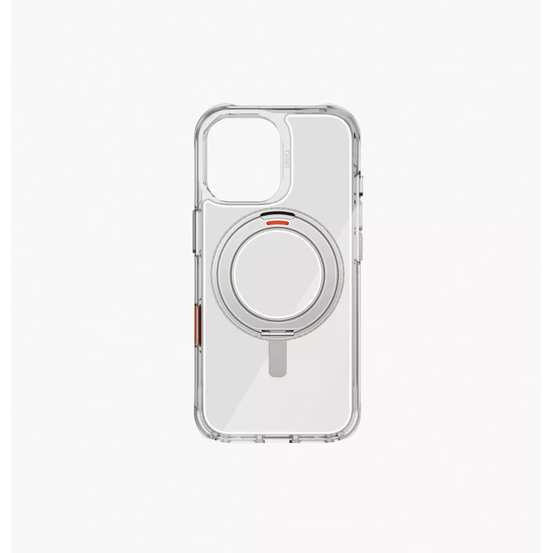 UNIQ Swivix puzdro pre iPhone 17 s 360° otočným stojanom, transparentná