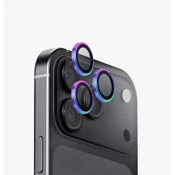 UNIQ Optix Aluguard (DX2) ochrana objektívu fotoaparátu pre iPhone 18 Pro / iPhone 18 Pro Max – iridescentná s aplikátorom