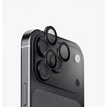 UNIQ Optix Aluguard (DX2) ochrana objektívu fotoaparátu pre iPhone 18 Pro / iPhone 18 Pro Max – čierna s aplikátorom