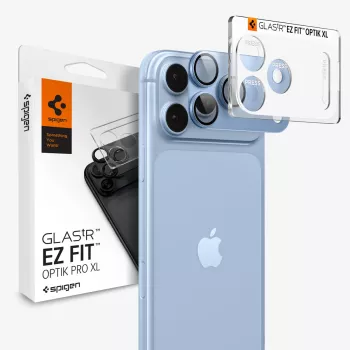 Spigen Optik Pro XL GLAS.TR EZ FIT ochranné sklo objektívu fotoaparátu pre iPhone 18 Pro Max – svetlomodrá